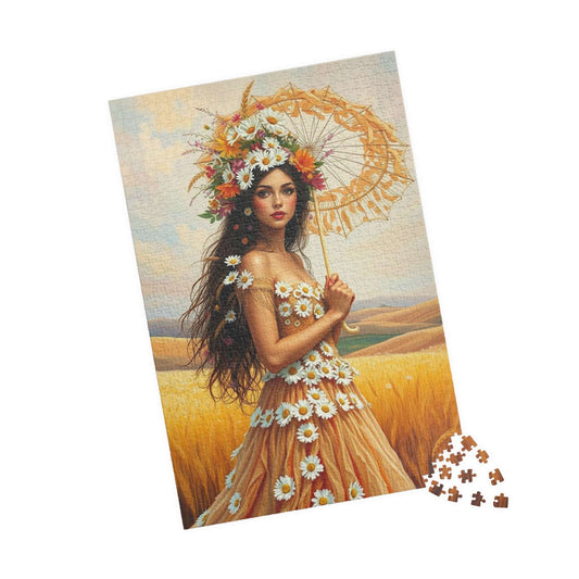 Lady of the Golden Fields - Summer Wildflower Fantasy Jigsaw Puzzle