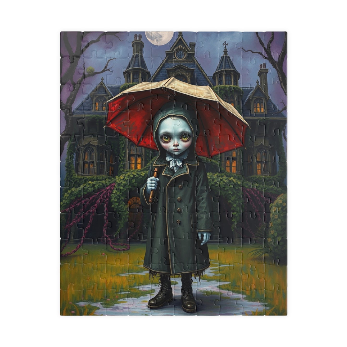 Spooky Gothic Puzzle, Victorian Orphan Illustration Jigsaw Game, Mysterious Halloween Gift, Fun Family Activity, 110 252 520 1014-piece 110 pcs (Vertical) Puzzle The Puzzle Chest
