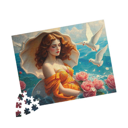Aphrodite Jigsaw Puzzle Featuring Seashells Doves and Roses, Gift for Art Lovers, Relaxing Activity, Home Entertainment, Birthday Present Puzzle The Puzzle Chest