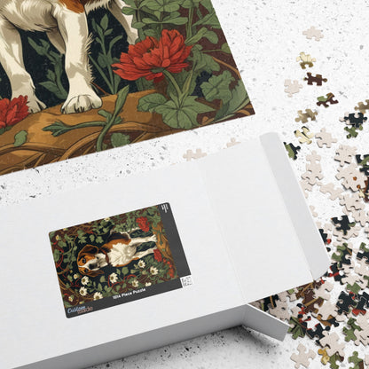 Vintage Beagle Jigsaw Puzzle, Woodland Forest Floral Flower Dog Theme Game, Indoor Fun Family Friendly Activity, Pet Owner Gift, Animal Love Puzzle The Puzzle Chest