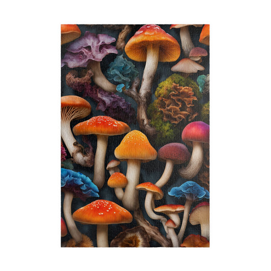 Mushroom Collage Puzzle, Colorful Toadstool Chaotic Jigsaw, 252 520 1014-Piece Game, Relaxing Mindfulness Activity, Gift for Nature Lover 1014 pcs (Vertical) Puzzle The Puzzle Chest