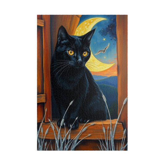 Sanctuary Window Watcher Puzzle - Mystical Cat Jigsaw Game Night Sky Theme, 110, 252, 520, 1014-piece Cat Lover Gift, Puzzle Enthusiast