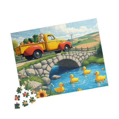 Vintage Farm Truck Duck Pond Jigsaw Puzzle — 110–1014 Piece Puzzle for Families & Kids 252 pcs (Horizontal) Puzzle The Puzzle Chest
