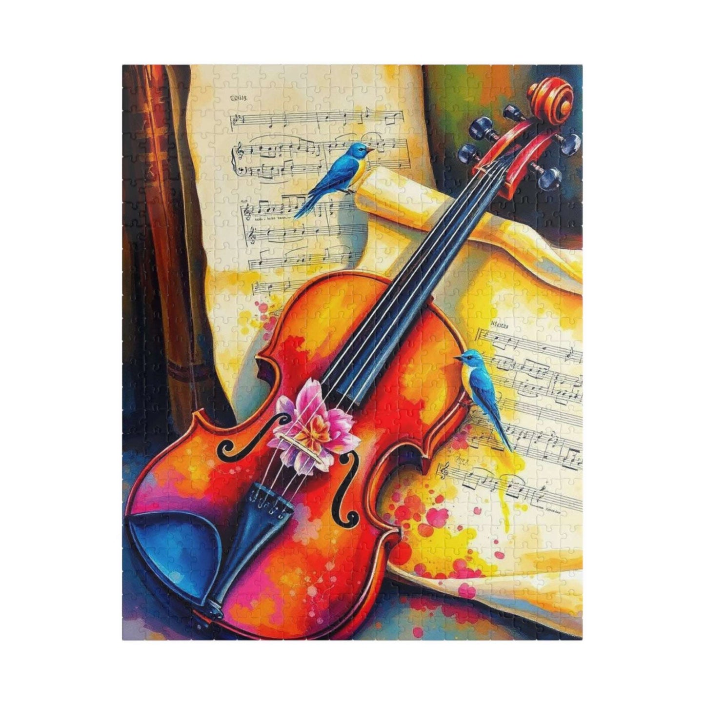 Violin Music Sheets Jigsaw Puzzle - Vintage Style Art, Gift for Musician, Music Teacher & Violin Lover, Brain Teaser, Fun Family Game Night