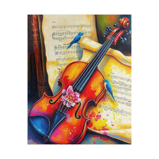 Violin Music Sheets Jigsaw Puzzle - Vintage Style Art, Gift for Musician, Music Teacher & Violin Lover, Brain Teaser, Fun Family Game Night