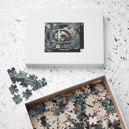 Siberia Husky Vintage Jigsaw Puzzle, Winter Nature-Inspired Dog Theme Puzzle Gift for Art Lover Dog Enthusiast Hobbyist, Fun Family Friendly