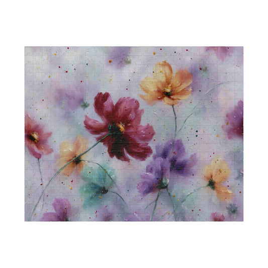 Pastel Bloom Jigsaw Puzzle - Vibrant Abstract Flowers with Gentle Whimsy