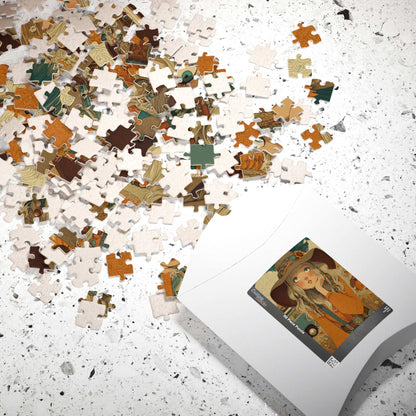 1970s Autumn Cowgirl Jigsaw Puzzle - Boho Meadow, Cartoon-Style Illustration Perfect Gift for Family, Friends, Creative Fun, Home Decor Puzzle The Puzzle Chest