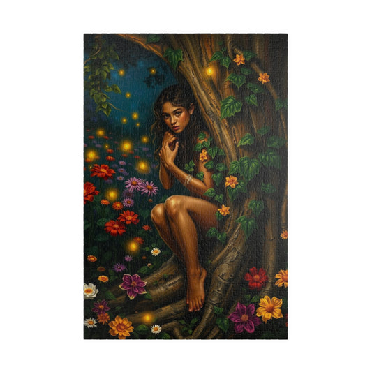 Puzzle, Flower Garden Night Scene, Firefly Illuminated Dryad, Bark-like Skin, 110 252 520 1014-Piece, Jigsaw Game, Artistic Gift, Relaxing 1014 pcs (Vertical) Puzzle The Puzzle Chest