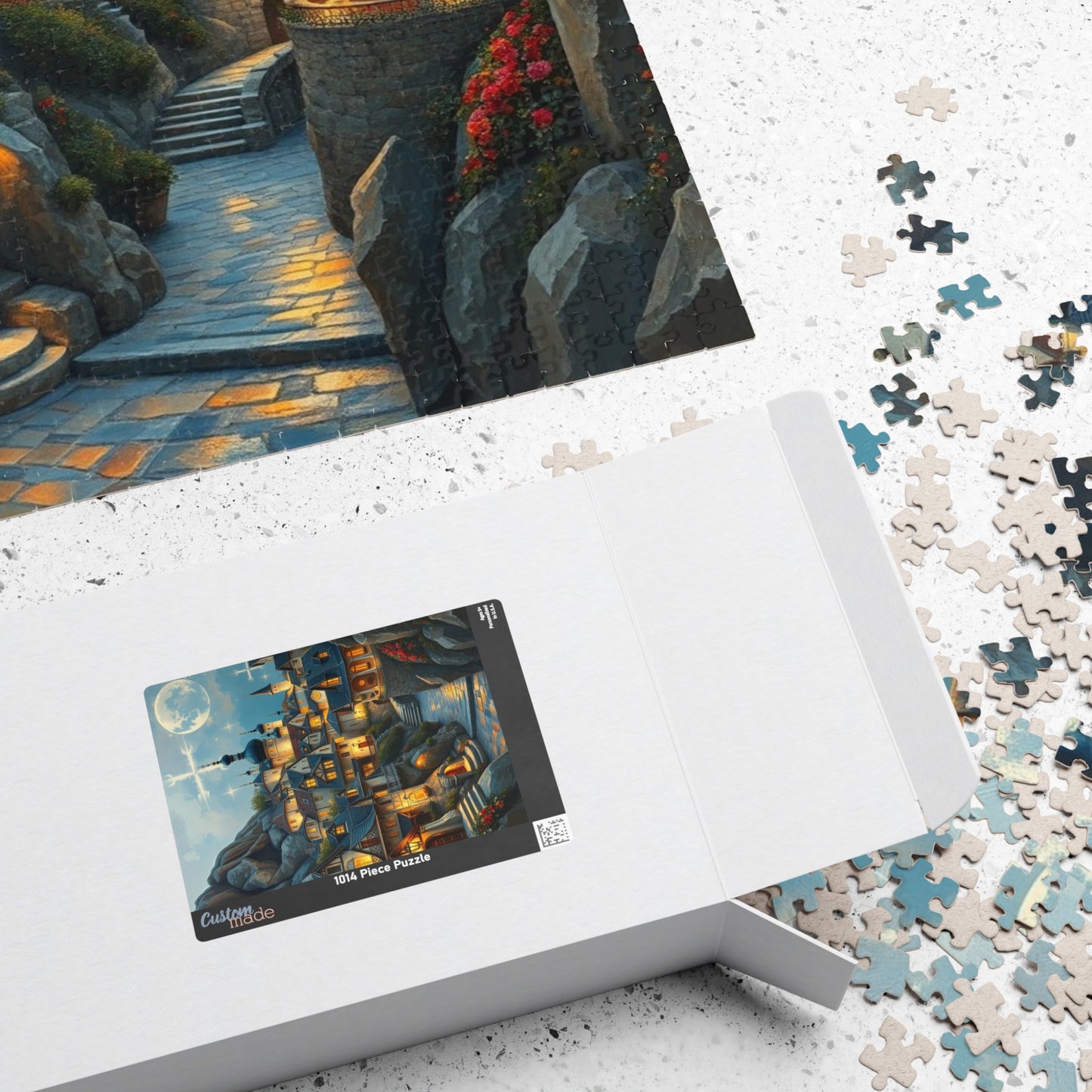 Mountain Village Puzzle, Elegant Moonlite Town Adult Jigsaw Game, Relaxing Indoor Hobby, Solo Activity, Family Fun, Holiday Birthday Gift The Puzzle Chest
