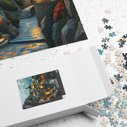 Mountain Village Puzzle, Elegant Moonlite Town Adult Jigsaw Game, Relaxing Indoor Hobby, Solo Activity, Family Fun, Holiday Birthday Gift The Puzzle Chest