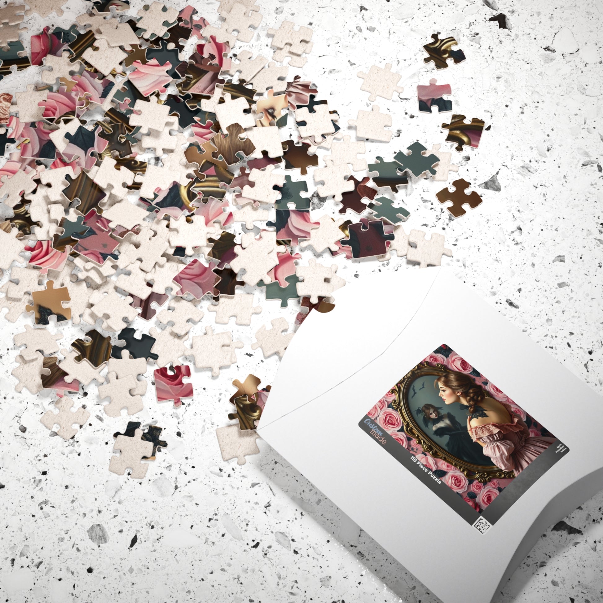 Dark Romance Gothic Puzzle, Victorian Woman and Floral Mirror Transformation Scene, Fantasy Fairytale Jigsaw Game for Adults, Unique Gift Puzzle The Puzzle Chest