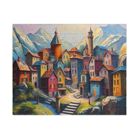 Unique 3D Village Jigsaw Puzzle 110, 252, 520, 1014-piece, Featuring a Colorful Ethereal Town Scene, Mindfulness Gift for Puzzle Enthusiast 110 pcs (Horizontal) The Puzzle Chest