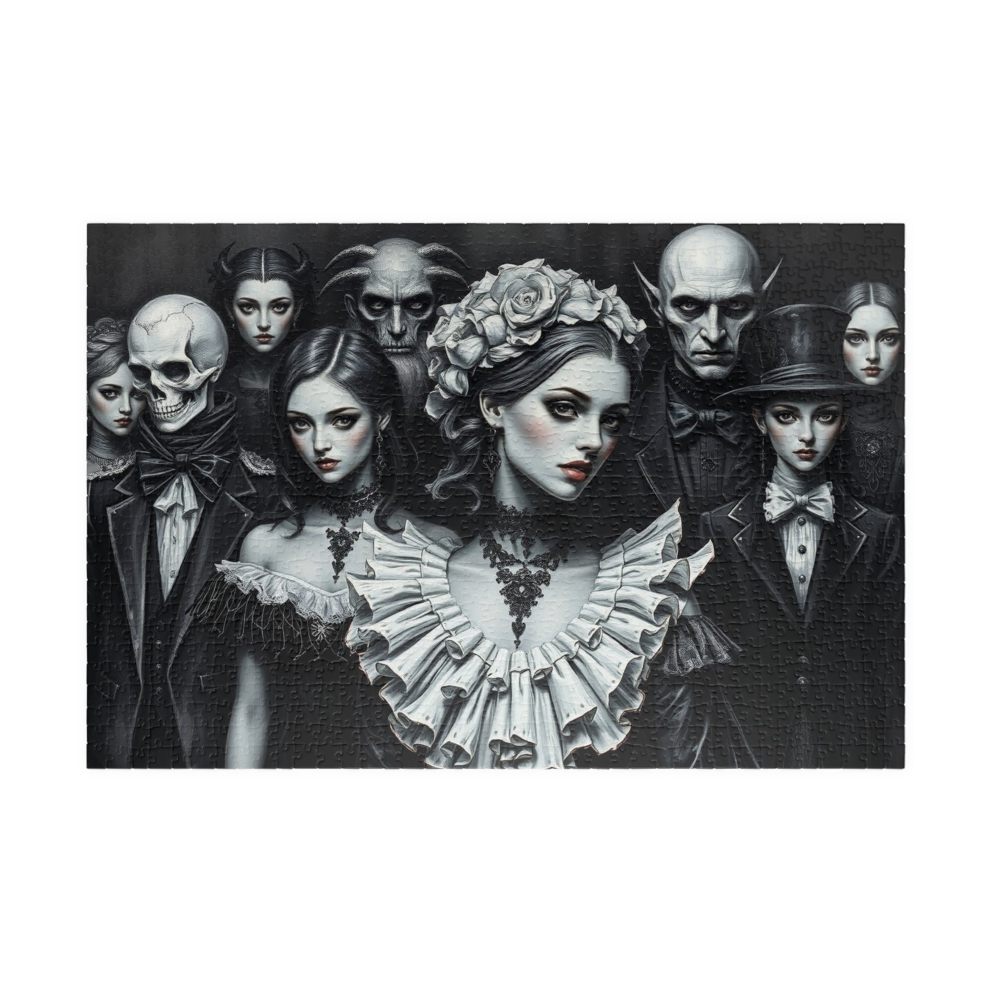 Elegant Gothic Art Puzzle - Enchanting 110/252/520/1014-piece Mystical Collectible, Halloween Gift for Art Lovers, Mindfulness Activity 1014 pcs (Horizontal) The Puzzle Chest
