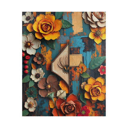 Abstract Floral Retro Puzzle, Jigsaw Art for Home Décor, Family Game Night, Best Unique Gift for Puzzle Lover, Creative Activity 520 pcs (Vertical) Puzzle The Puzzle Chest