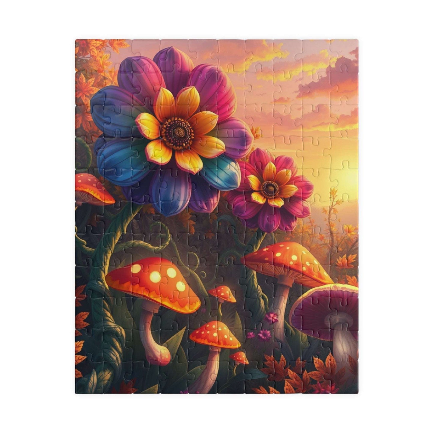 Fantasy Botanical Garden Puzzle, 110 252 520 1014-Piece Jigsaw Game, Colorful Oversized Flowers and Twisting Vines for Relaxation, Giftable 110 pcs (Vertical) Puzzle The Puzzle Chest