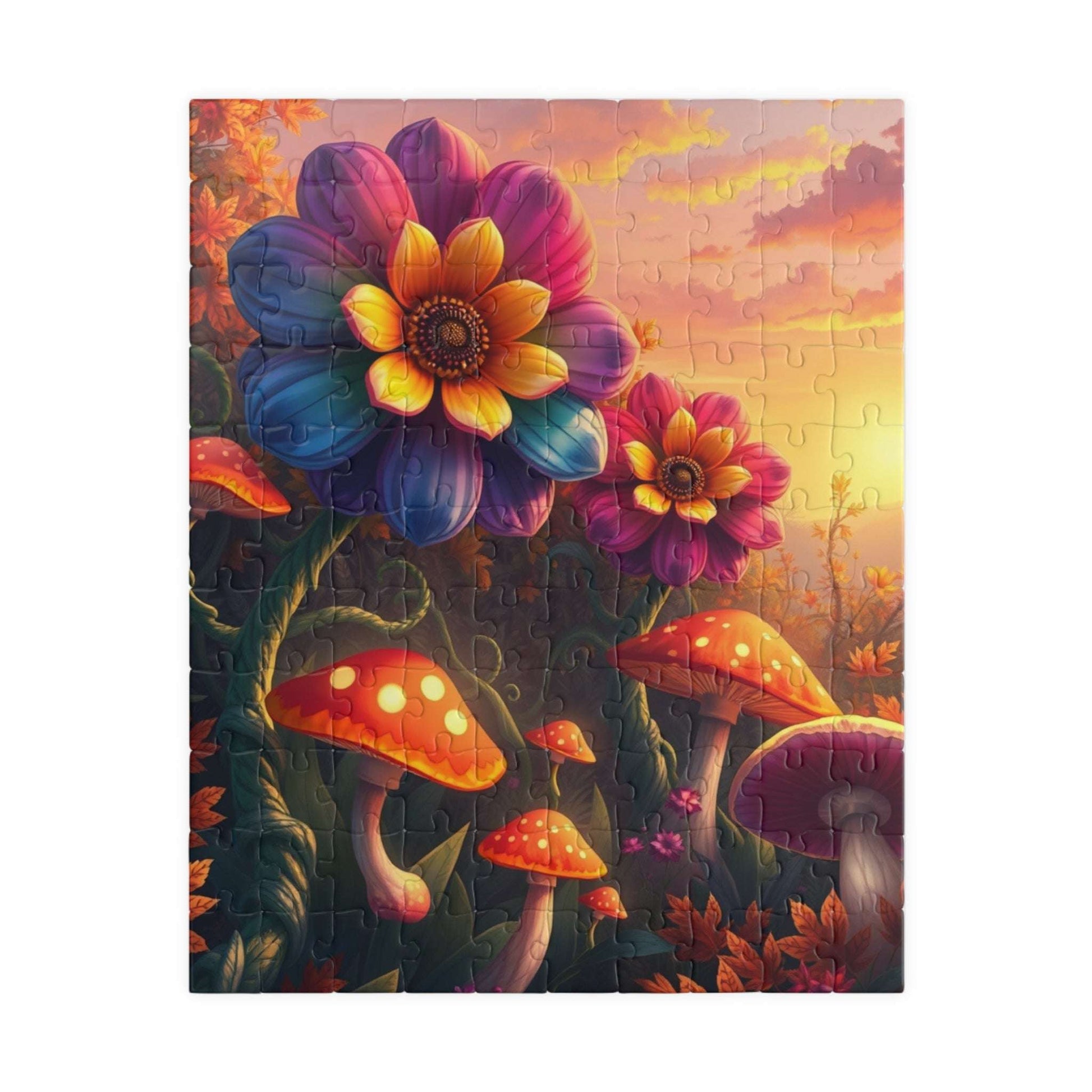 Fantasy Botanical Garden Puzzle, 110 252 520 1014-Piece Jigsaw Game, Colorful Oversized Flowers and Twisting Vines for Relaxation, Giftable 110 pcs (Vertical) Puzzle The Puzzle Chest