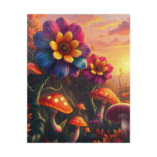 Fantasy Botanical Garden Puzzle, 110 252 520 1014-Piece Jigsaw Game, Colorful Oversized Flowers and Twisting Vines for Relaxation, Giftable 110 pcs (Vertical) Puzzle The Puzzle Chest