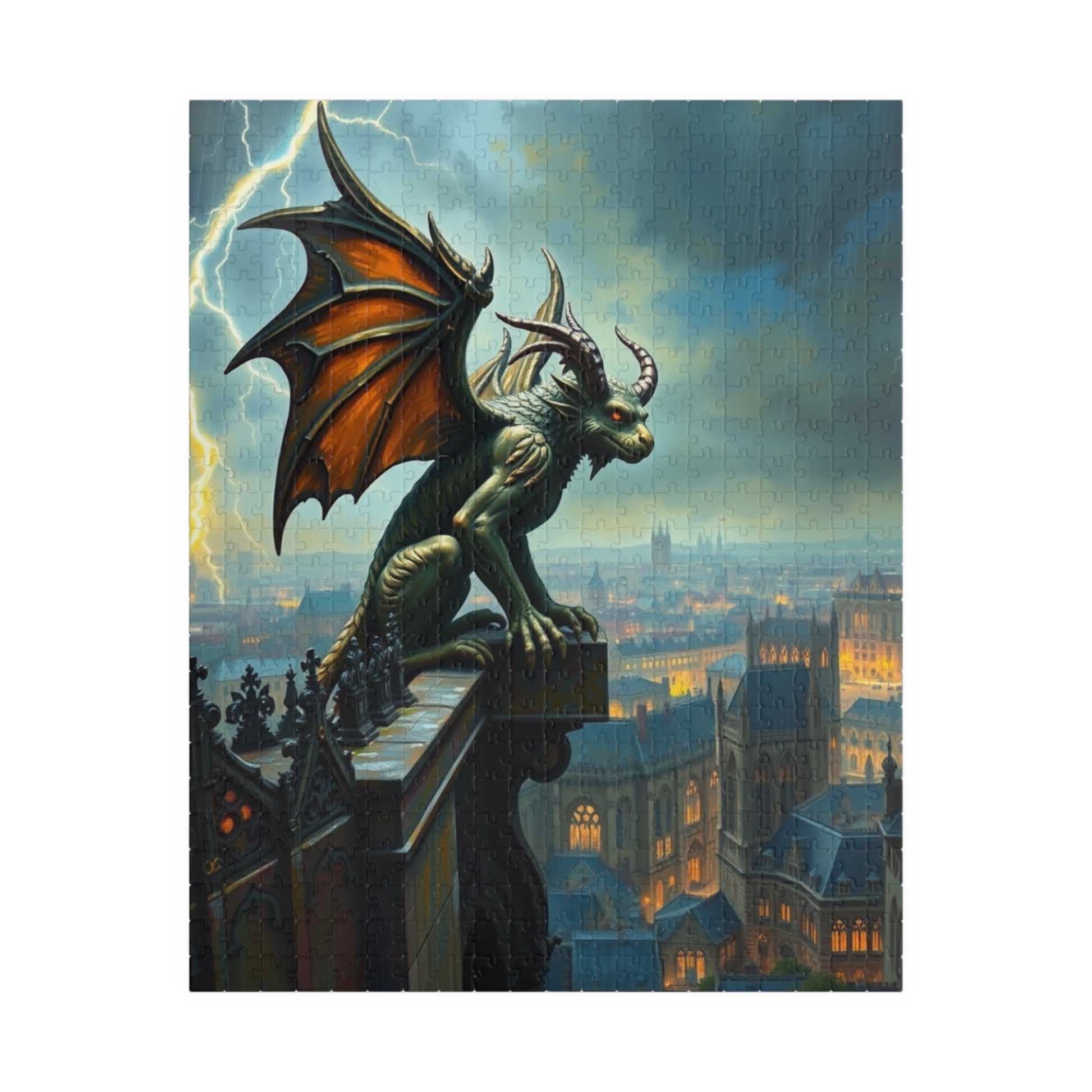 Mythical Creature Jigsaw Puzzle - Gothic Gargoyle Design, Fantasy Home Decor, Gift for Puzzle Lovers, Halloween Activities Brain Teaser 520 pcs (Vertical) Puzzle The Puzzle Chest
