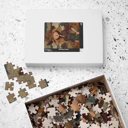 1990s Autumn Cowgirl Jigsaw Puzzle - Grunge Patchwork, Retro Cartoon-Style Illustration Farm Scene Puzzle The Puzzle Chest