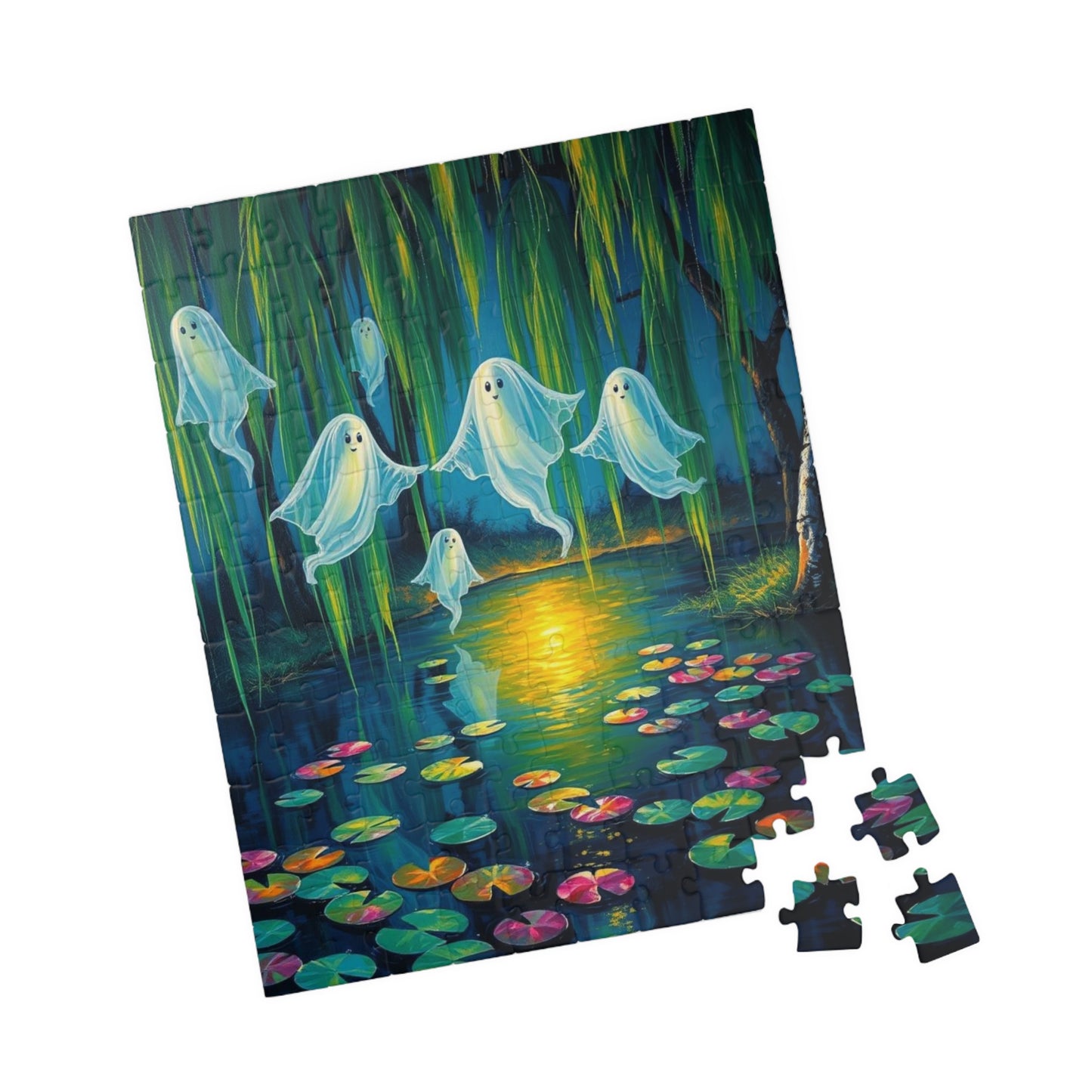 Whispers Through Willows - Mystical Ghosts Puzzle, Puzzle Lover Gift for Friend, Family Game Night, Halloween Fun, 110-1014 Piece Options