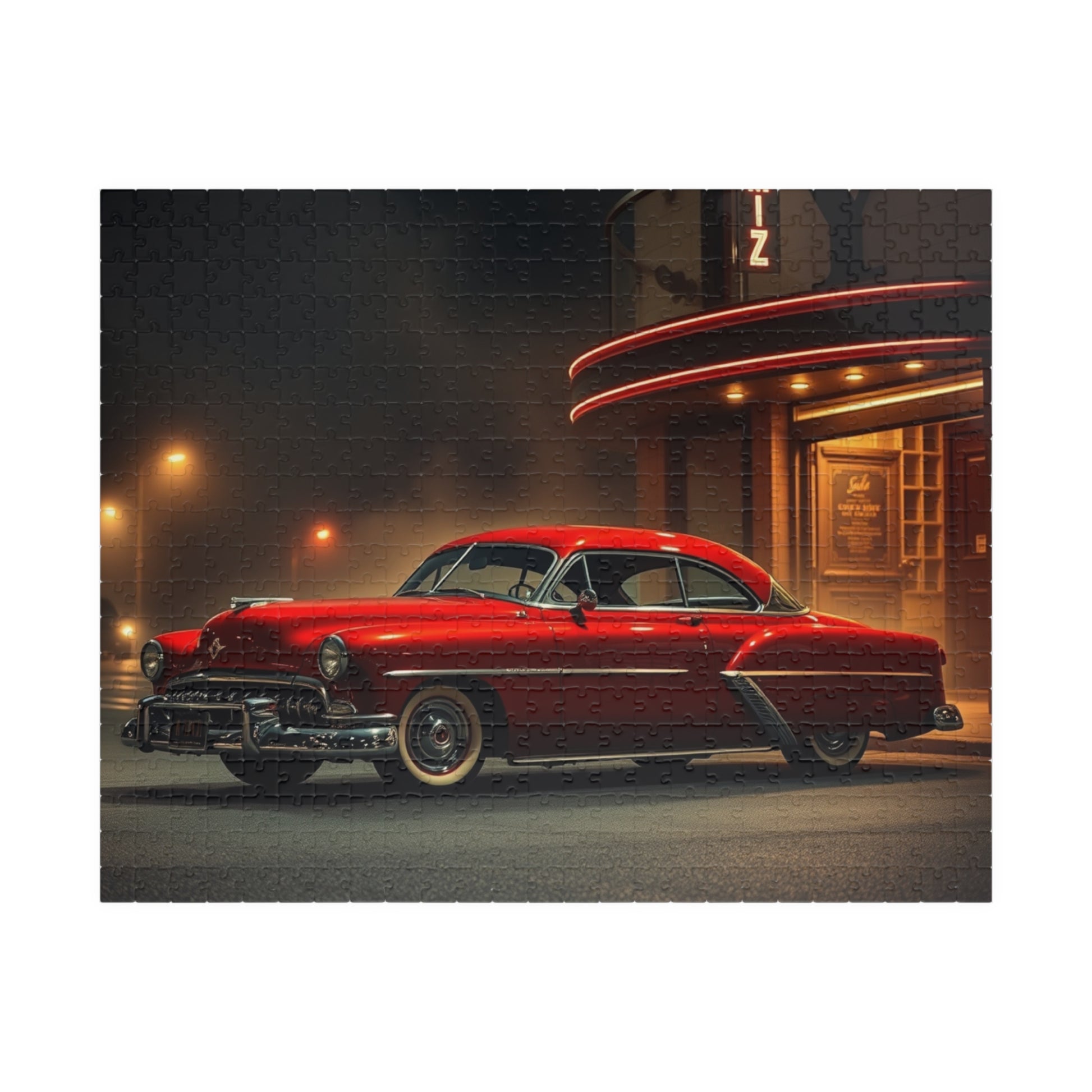 Vintage Car Puzzle, Classic Red 1949 Mercury Eight Coupe, Nostalgic Gift for Car Lovers, Family Game Night or Solo Fun, Mindfulness Activity 520 pcs (Horizontal) Puzzle The Puzzle Chest
