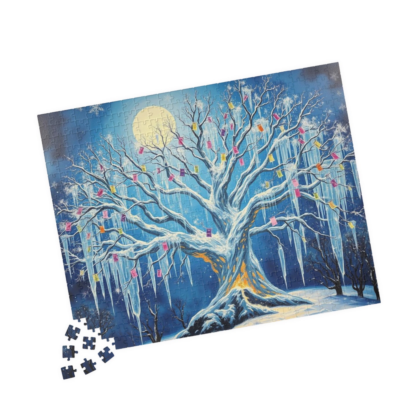 Winter Tree of Wishes Jigsaw Puzzle, 110-1014 Piece Holiday Gift for Friend, Family Activity, Christmas Winter Scene Cozy Home Entertainment