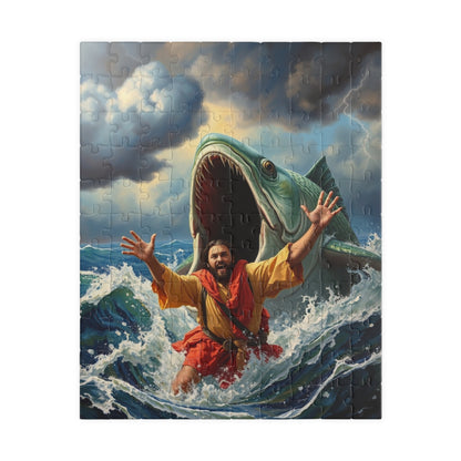 Christian Faith-Based Puzzle, Jonah and the Big Fish Epic Bible Story, Religious Jigsaw Game, Spiritual Gift for Puzzle Lover, Bible Puzzle 110 pcs (Vertical) Puzzle The Puzzle Chest