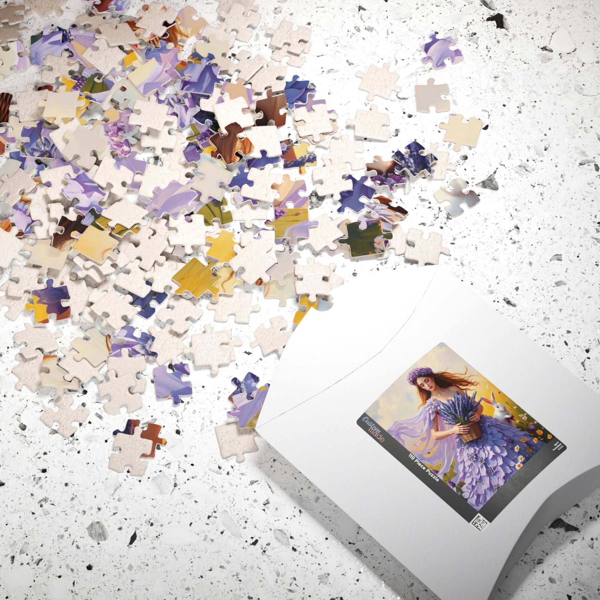 Lady of the Lavender Meadow - Pastel Floral Garden Jigsaw Puzzle for Nature and Flower Lover