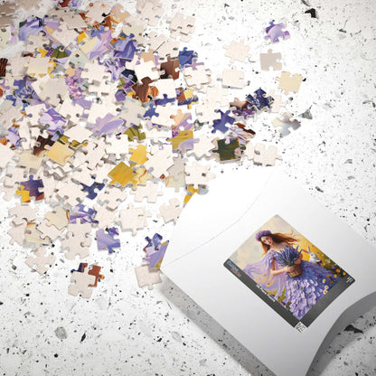 Lady of the Lavender Meadow - Pastel Floral Garden Jigsaw Puzzle for Nature and Flower Lover
