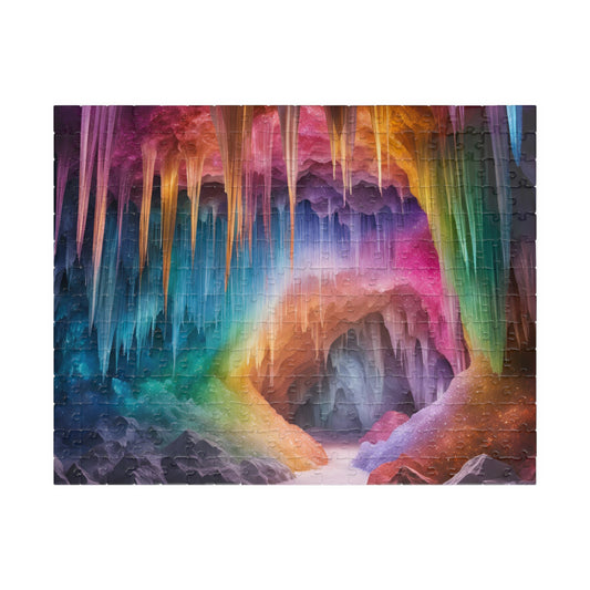 Crystal Craven Trippy Puzzle, Colorful Fantasy Mystical Rainbow Cave Scene, Challenging Jigsaw Game, Fun Family Activity, Meditation Tool 252 pcs (Horizontal) Puzzle The Puzzle Chest