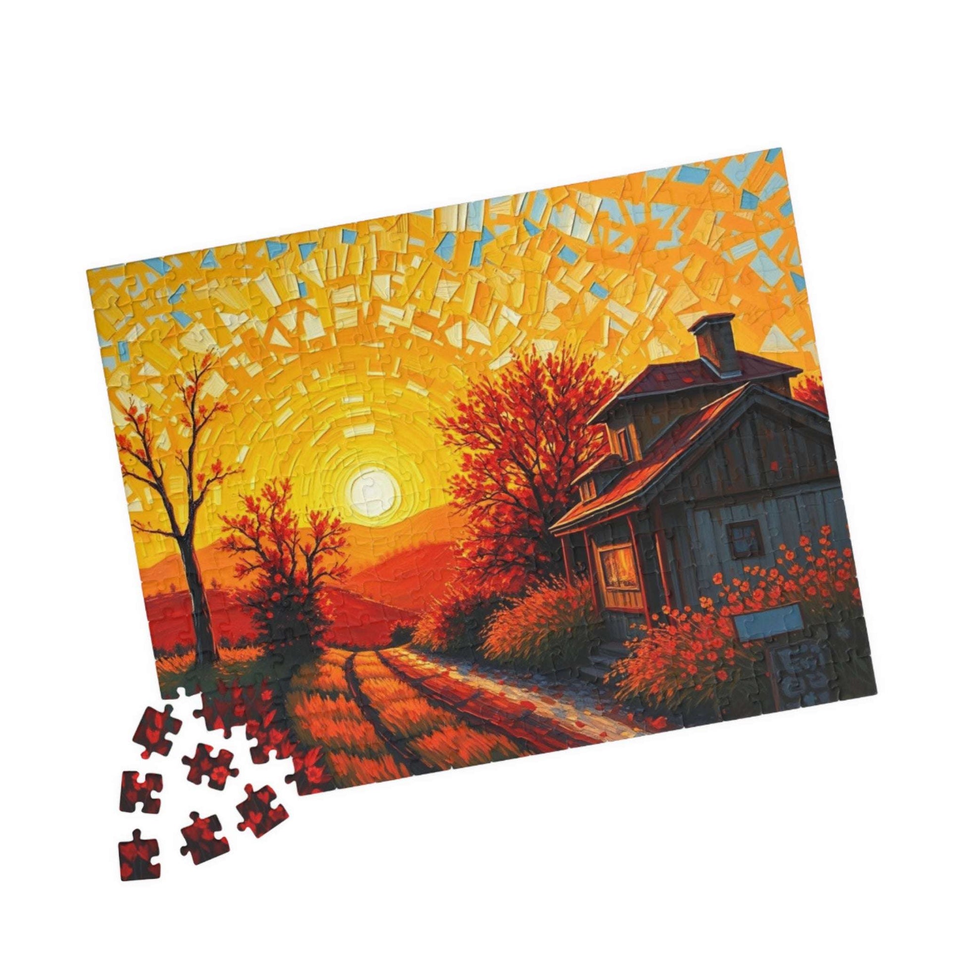 Sunset Cottage Puzzle, 110 to 1014-piece Jigsaw, Relaxing Home Entertainment, Gift for Puzzle Lover, Mindful Family Activity, Cozy Night In Puzzle The Puzzle Chest