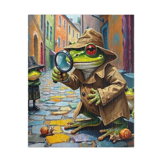 Detective Frog Jigsaw Puzzle - Whimsical Animal Jigsaw for Puzzle Lovers, Family Fun, Game Night, Creative Gift for Adults, Brain Teaser 110 pcs (Vertical) Puzzle The Puzzle Chest