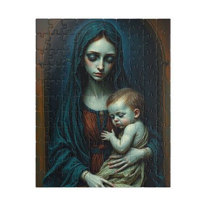 Sorrowful Mother and Child Puzzle - Gothic Art Jigsaw Game 110, 252, 520, 1014-piece, Home Decor, Best Unique Gift, Family Time, Art Lovers 110 pcs (Vertical) Puzzle The Puzzle Chest