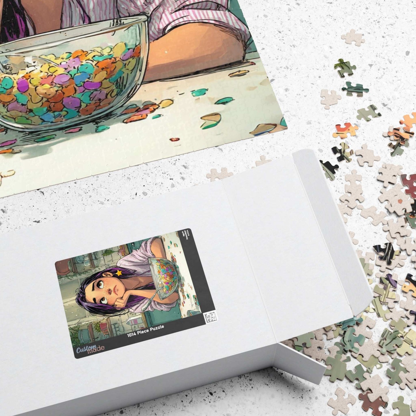 Funny Breakfast Cartoon Puzzle - Watercolor Jigsaw Game, Girl with Spill in Kitchen, Thoughtful Moments Puzzle The Puzzle Chest