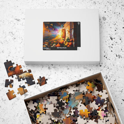 Bread of Life Jigsaw Puzzle, Glowing Bread with Birds Butterflies, Christian Symbolism Faith-Based Game, Gift for Religious Puzzle Lovers
