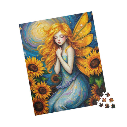 Sunflower Enchantress Jigsaw Puzzle - Enchanting Fairy and Sunflower Puzzle for Adults
