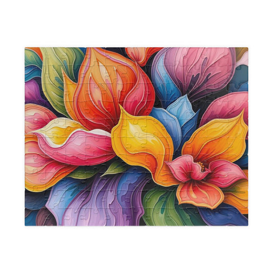 Floral Art Puzzle: Vibrant 110, 252, 520, 1014-piece Abstract Jigsaw Game, Home Decor, Gift Idea for Adults, Family Fun Activity 110 pcs (Horizontal) Puzzle The Puzzle Chest