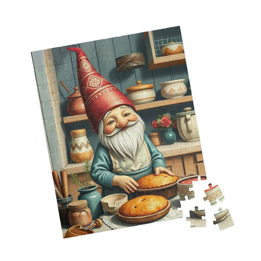 Nordic Gnome Baking Pies – Scandinavian Folk Rustic Kitchen Jigsaw Puzzle 110 pcs (Vertical) Puzzle The Puzzle Chest