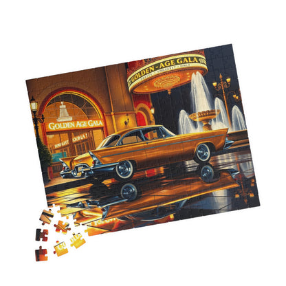 Vintage Car Puzzle, Classic Gold 1957 Chrysler 300C, Retro Vehicle Nighttime Scene Jigsaw Game, Ideal Gift for Car Enthusiasts Puzzle Lover Puzzle The Puzzle Chest