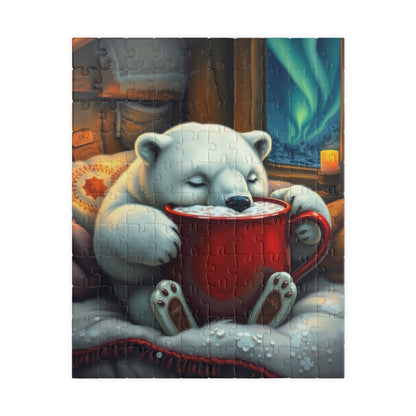 Cozy Polar Bear Jigsaw Puzzle, Winter Vibes Home Entertainment, Fun Family Game, Gift for Adult Puzzle Lovers, Holiday Activity for Animal Lover 110 pcs (Vertical) Puzzle The Puzzle Chest