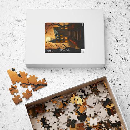 Spooky Haunted House Puzzle, Halloween Design, Family Game Night or Solo Fun, Perfect Gift for Puzzle Lover, 110 252 520 1014-piece, Mindful Puzzle The Puzzle Chest