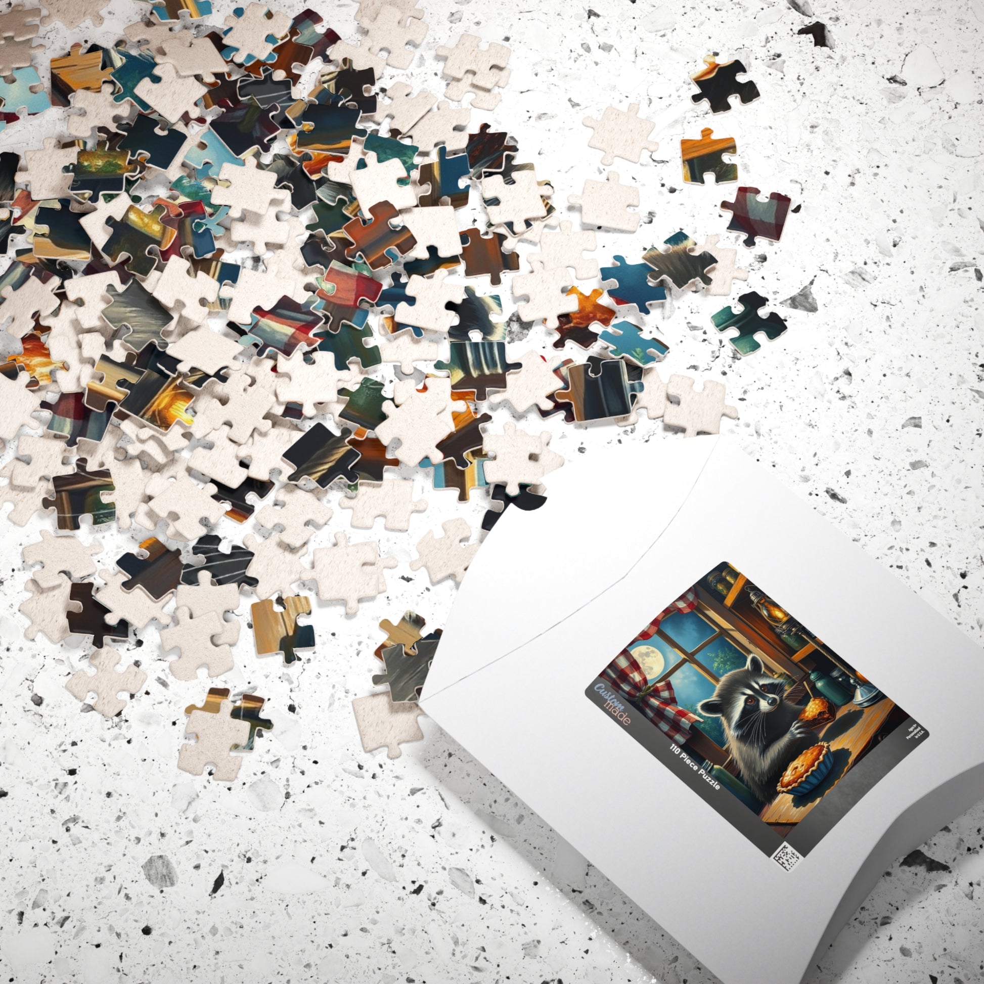 Charming Raccoon Puzzle - 110 to 1014 Pieces, Animal Stealing Pie, Cozy Home Décor, Family Fun, Gift for Nature Lovers, Indoor Activity Puzzle The Puzzle Chest