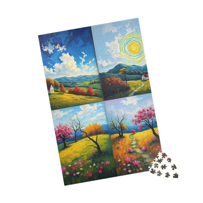 Puzzle, Spring Landscape Collage Puzzle, 110 252 520 1014-Pieces, Four-Quadrant Nature Jigsaw Game for Adults, Giftable Educational Toy Puzzle The Puzzle Chest