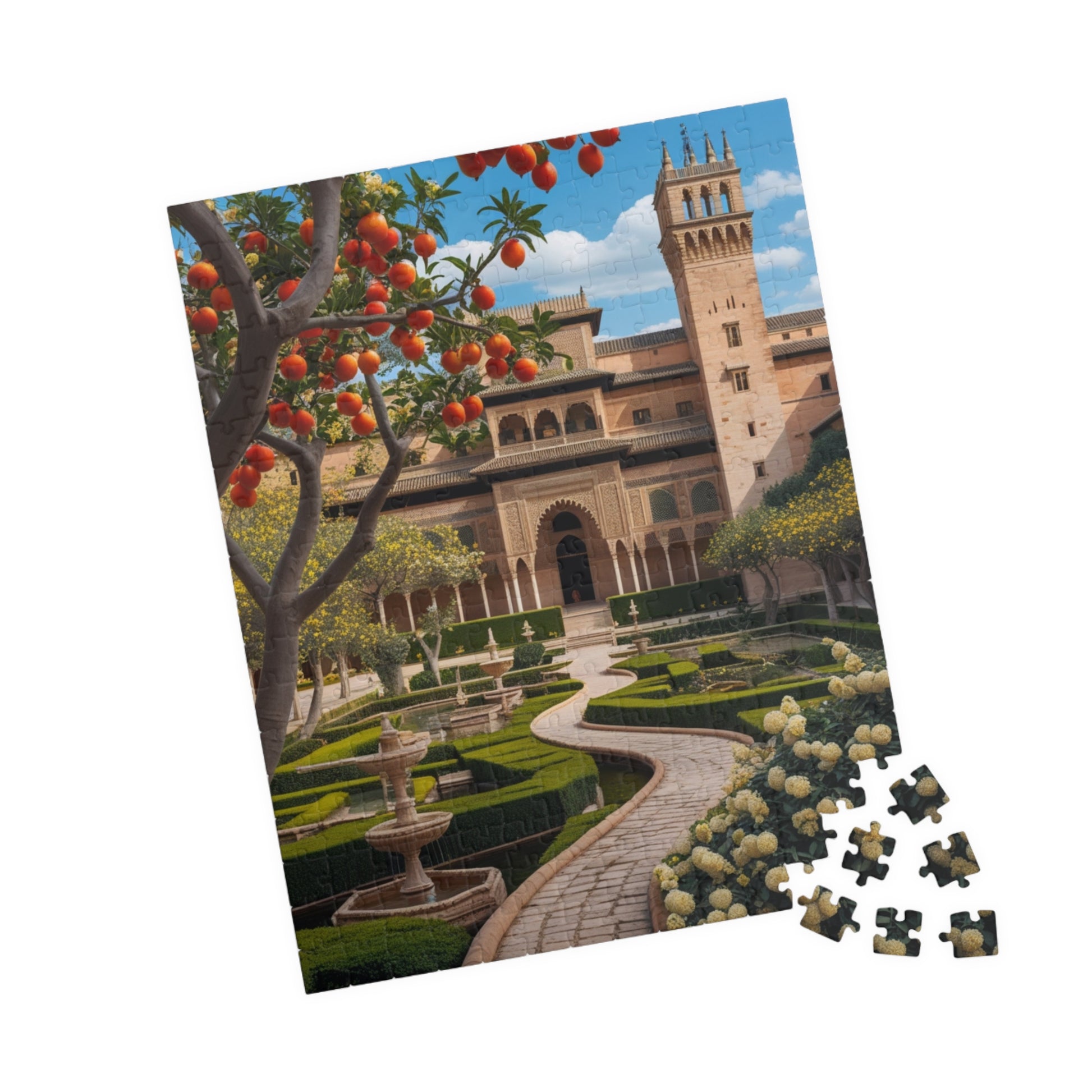 Alhambra Palace Landmark Puzzle, Spanish Architecture Jigsaw Game, Pomegranate Tree Garden, Family Entertainment, Quiet Leisure Activity Puzzle The Puzzle Chest