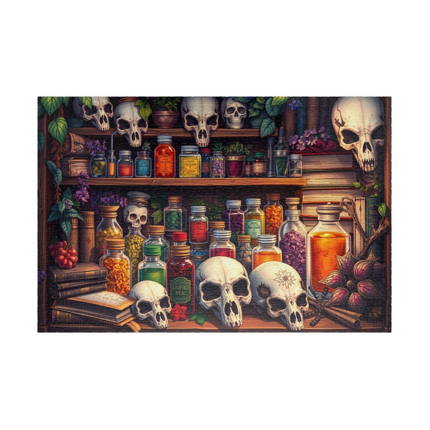 Skull Potion Shop Puzzle - Halloween Decor, Gift for Puzzle Lovers, 110 to 1014-Piece Fun, Perfect for Family Game Night, Gothic Home Decor 1014 pcs (Horizontal) The Puzzle Chest