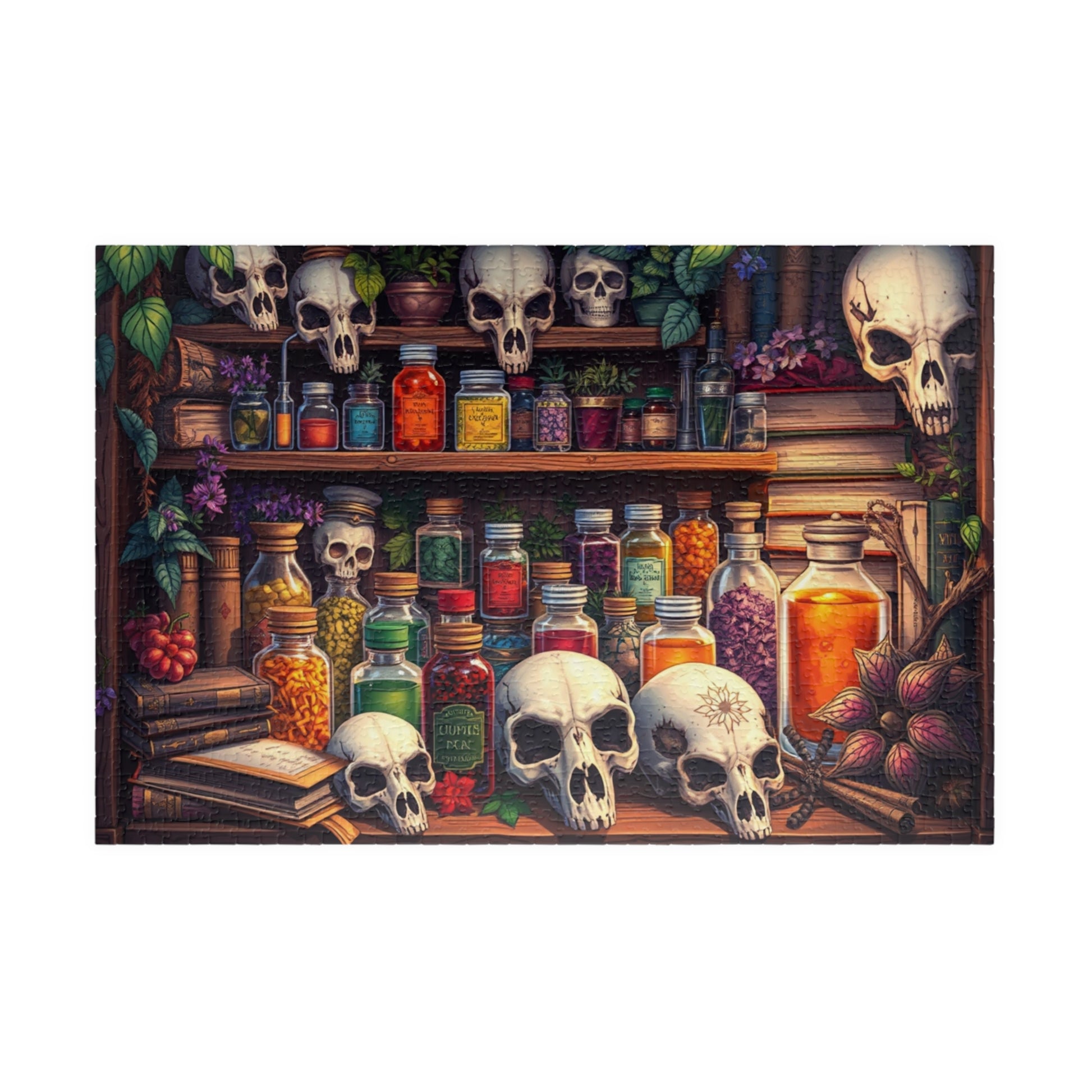 Skull Potion Shop Puzzle - Halloween Decor, Gift for Puzzle Lovers, 110 to 1014-Piece Fun, Perfect for Family Game Night, Gothic Home Decor 1014 pcs (Horizontal) The Puzzle Chest