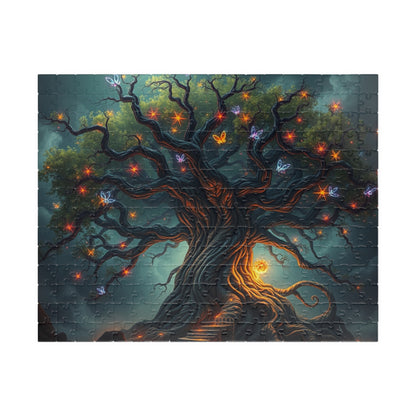 Gothic Jigsaw Puzzle, Ancient Tree with Neon Vines, Fantasy Dark Art Puzzle for Adult, Gift for Puzzle Lover Art Enthusiast Present, Unique 252 pcs (Horizontal) Puzzle The Puzzle Chest