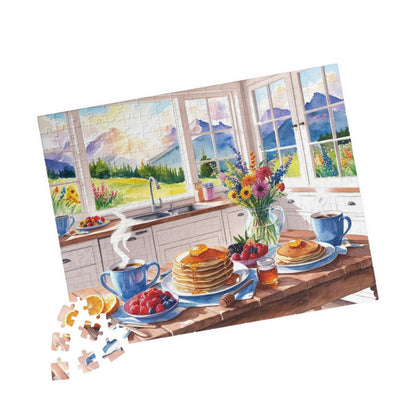 Breakfast Spread Foodie Jigsaw Puzzle, Country Mountain Background, Kitchen Decor, Home Entertainment, Puzzle Lover Gift for Friend Puzzle The Puzzle Chest