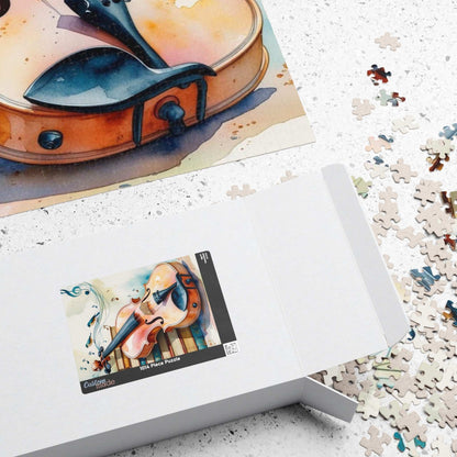 Violin and Books Jigsaw Puzzle, Unique Birthday or Holiday Gift for Music Lover, Bookworm & Musician, Indoor Activity, Family Game Night